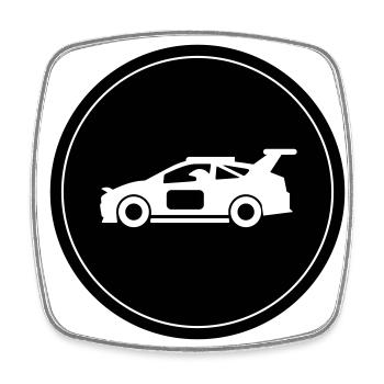 Car Racing Driver Circle - Square fridge magnet - white - Front