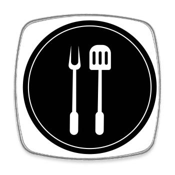 Grill tongs cricket symbol - Square fridge magnet - white - Front