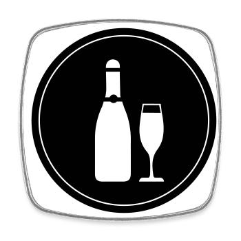 Symbole du vin rouge - Magnet carré - blanc - Devant