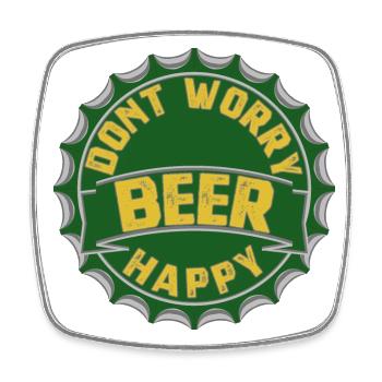 DON'T WORRY BEER HAPPY - Square fridge magnet - white - Front