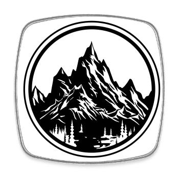 Berge Natur Silhouette Kreis - Viereckiger Kühlschrankmagnet - Weiß - Vorne