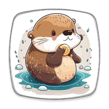 Loutre de mer - Magnet carré - blanc - Devant