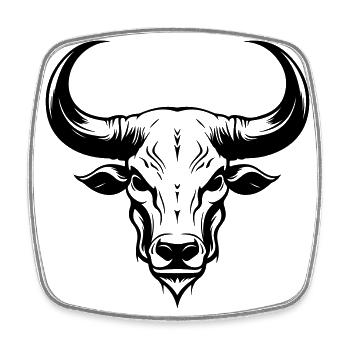 Bull Animal Head Skeleton Bull - Square fridge magnet - white - Front