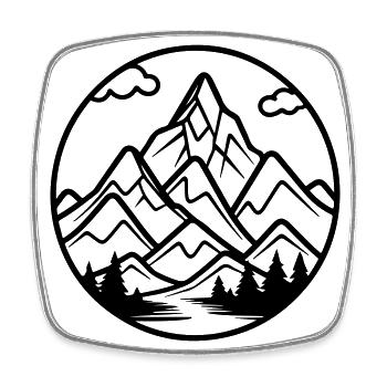 Mountains symbol nature - Square fridge magnet - white - Front