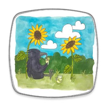 Raven Sunflowers chill Summer Lemonade Daylight Saving Time - Square fridge magnet - white - Front