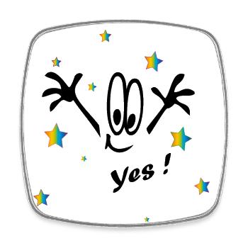 Regenbogen, rainbow, yes - Square fridge magnet - white - Front