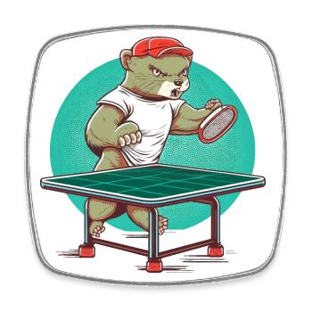 Mink Table Tennis - Magnet carré - blanc - Devant