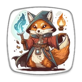 Magischer Fuchs - Viereckiger Kühlschrankmagnet - Weiß - Vorne