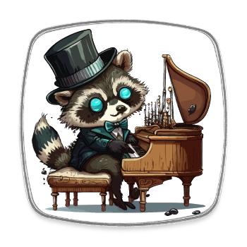 Rocking Raccoon - Square fridge magnet - white - Front
