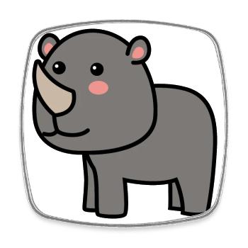 Rhinoceros Comic Animal - Square fridge magnet - white - Front