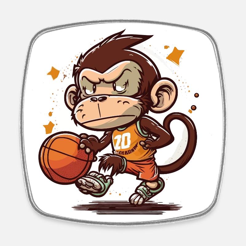 Monkey Baller - Magnet carré - blanc