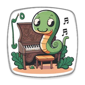 Snake Pianist - Square fridge magnet - white - Front