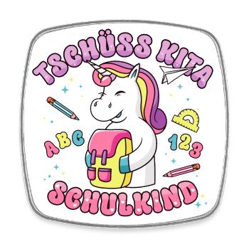 Schulkind Einschulung Mädchen Geschenk - Viereckiger Kühlschrankmagnet - Weiß - Vorne