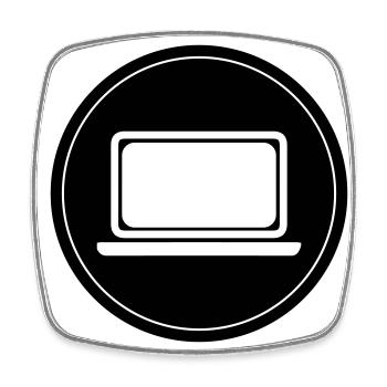 Ordinateur portable Pc Office - Magnet carré - blanc - Devant