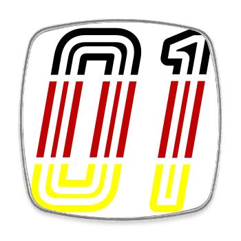 1 symbole numérique Allemagne - Magnet carré - blanc - Devant