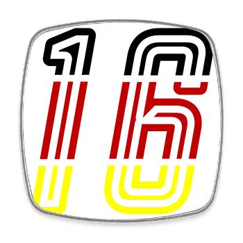 16 Symbole numérique Allemagne - Magnet carré - blanc - Devant