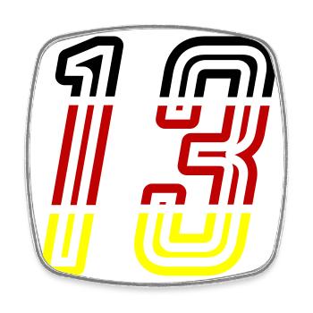 13 Symbole numérique Allemagne - Magnet carré - blanc - Devant
