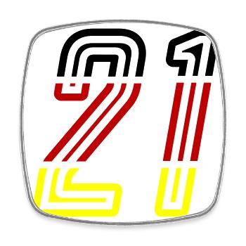 21 Symbole numérique Allemagne - Magnet carré - blanc - Devant
