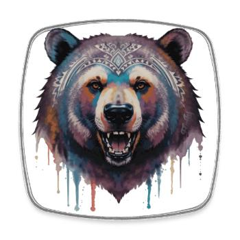 Tribal bear - Square fridge magnet - white - Front