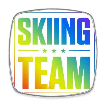 Équipe de ski - Magnet carré - blanc - Devant