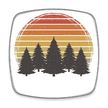 Vintage Forest Grunge Tree Retro Nature Sunset Trees - Square fridge magnet - white - Front