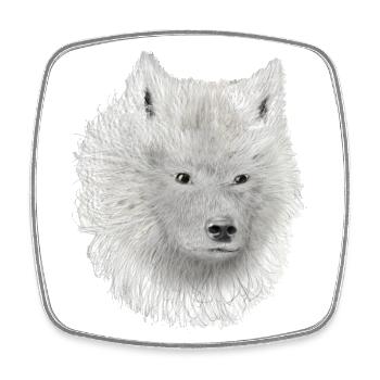 White Wolf Sketch - Square fridge magnet - white - Front