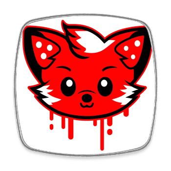 Fox Head Comic Mignon - Magnet carré - blanc - Devant