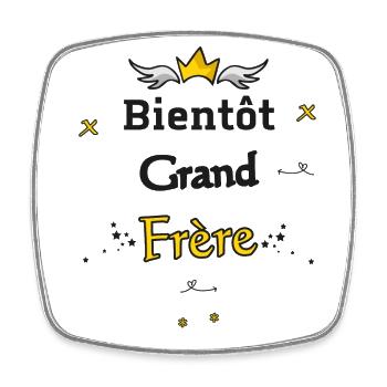 Bientôt Grand frère - Magnet carré - blanc - Devant