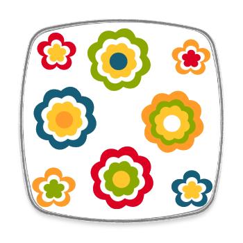 70s Flower Pattern Retro Hippie Festival - Square fridge magnet - white - Front