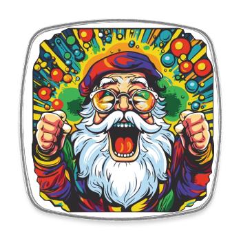 Santa Claus Multicolored Santa Xmas - Square fridge magnet - white - Front