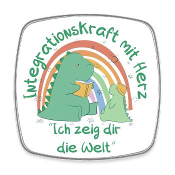 Integrationskraft mit Herz - Ich zeig dir die Welt - Viereckiger Kühlschrankmagnet - Weiß - Vorne