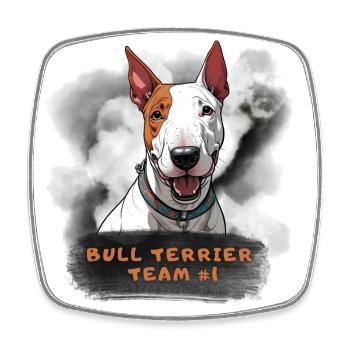 Bullterrier Team Nummer 1 Champion Sieger Anführer - Viereckiger Kühlschrankmagnet - Weiß - Vorne
