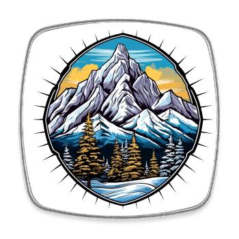 Mountains Winter Symbol - Square fridge magnet - white - Front