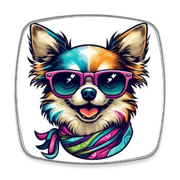 Colorful Chihuahua - Square fridge magnet - white - Front