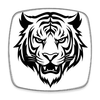 Tiger Head - Square fridge magnet - white - Front