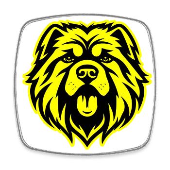 Chow Chow Hund Kopf - Viereckiger Kühlschrankmagnet - Weiß - Vorne