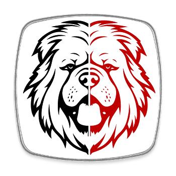 Chow Chow Hund Kopf - Viereckiger Kühlschrankmagnet - Weiß - Vorne