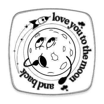 I love you to the moon and back - Square fridge magnet - white - Front