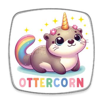 Otter Einhorn - Viereckiger Kühlschrankmagnet - Weiß - Vorne