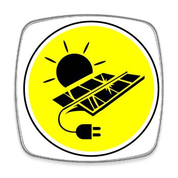 Solar energy photovoltaic system symbol - Square fridge magnet - white - Front