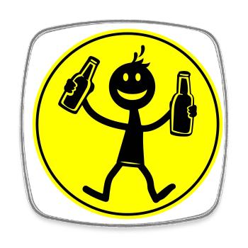 Drinking Beer - Square fridge magnet - white - Front