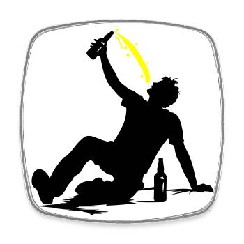 Drinking Beer Silhouette - Square fridge magnet - white - Front