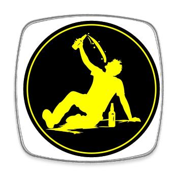 Drinking Beer Silhouette - Square fridge magnet - white - Front