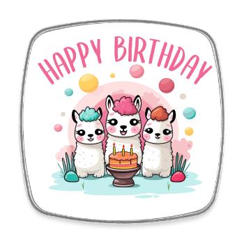 Happy Birthday 3 bunte süße Lamas Geburtstagskind - Viereckiger Kühlschrankmagnet - Weiß - Vorne