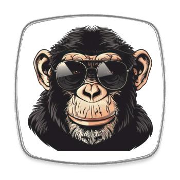 Schimpanse, affe, Sonnenbrille, Sommer, geschenk - Viereckiger Kühlschrankmagnet - Weiß - Vorne
