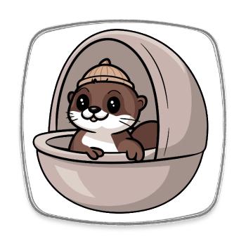 Mignon bébé loutre dans un lit bébé - Magnet carré - blanc - Devant