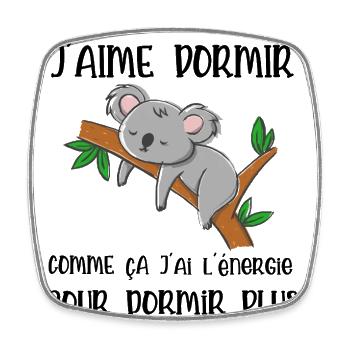j'aime dormir - Magnet carré - blanc - Devant
