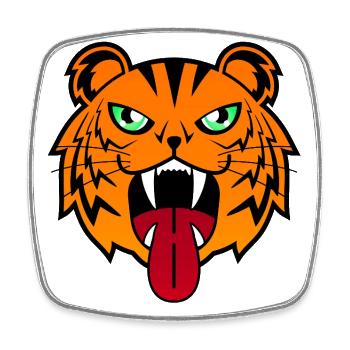 Tiger (Kopf) 01 - Viereckiger Kühlschrankmagnet - Weiß - Vorne