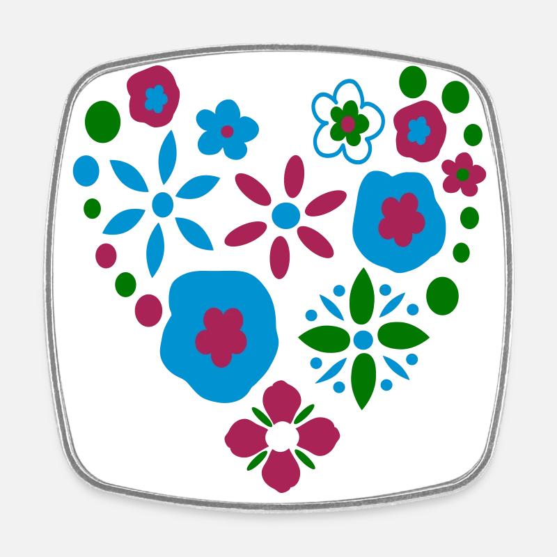 Fleurs de cœur - Magnet carré - blanc