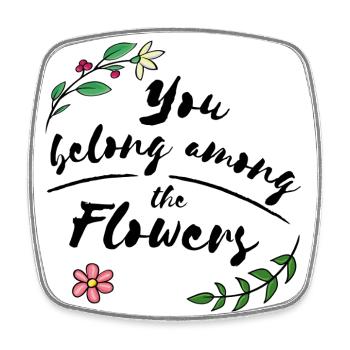 Flowers - Viereckiger Kühlschrankmagnet - Weiß - Vorne